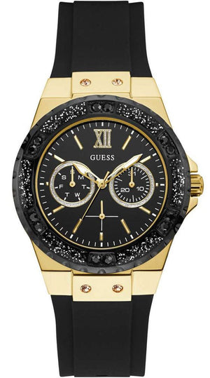 Guess Black Dial Black Rubber Strap Watch For Women - W1053L7 Buy Now By Guess