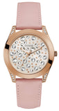 Guess Wonderlust Beige Dial Pink Leather Strap Watch for Women - W1065L1