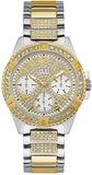 Guess Frontier Chronograph Crystals Gold Dial Two Tone Steel Strap Watch For Women - W1156L5 Buy Now By Guess