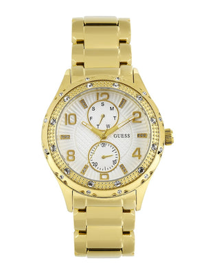 Guess Siren Diamonds Silver Dial Gold Steel Strap Watch for Women - W0442L2 Buy Now By Guess