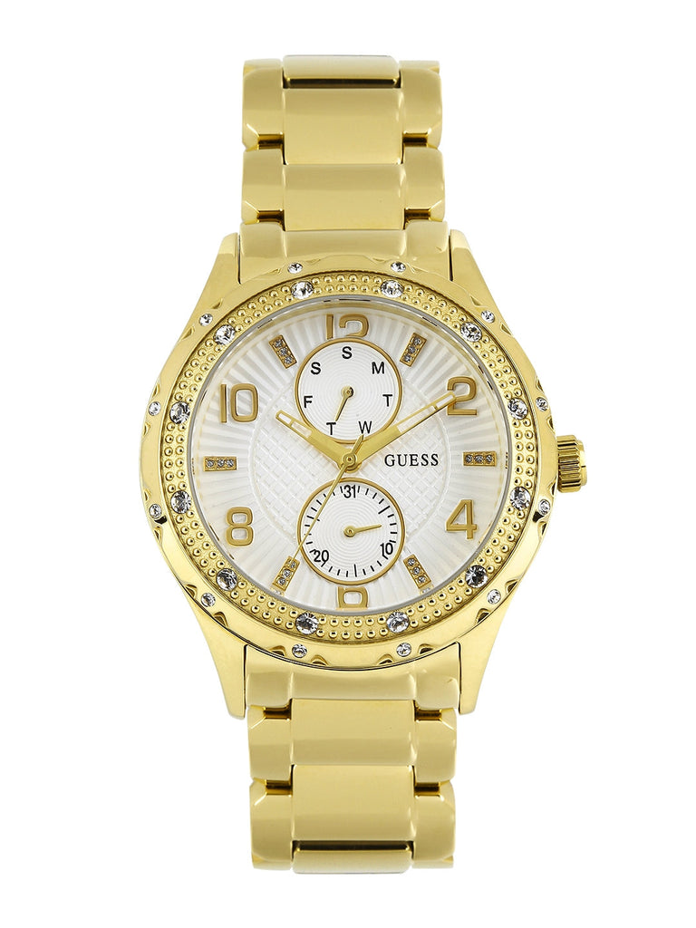 Guess Siren Diamonds Silver Dial Gold Steel Strap Watch for Women - W0442L2 Buy Now By Guess