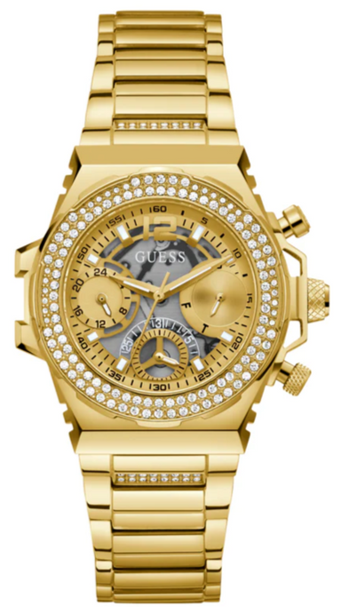 Guess Fusion Chronograph Gold Dial Gold Steel Strap Watch for Women - GW0552L2 Buy Now By Guess