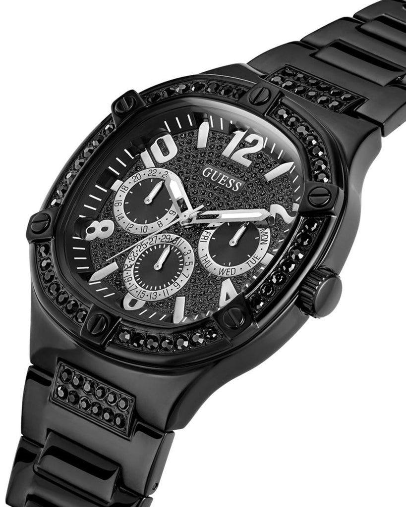 Guess Duke Glitz Crystals Black Dial Black Steel Strap Watch For Men - GW0576G3 Buy Now By Guess