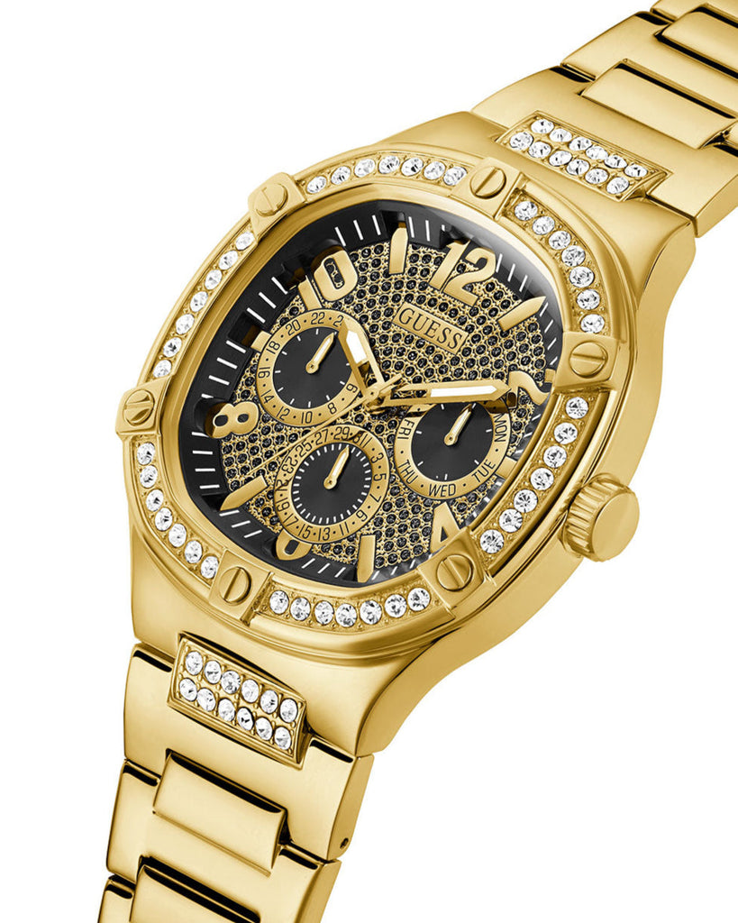 Guess Duke Glitz Crystals Gold Dial Gold Steel Strap Watch For Men - GW0576G2 Buy Now By Guess