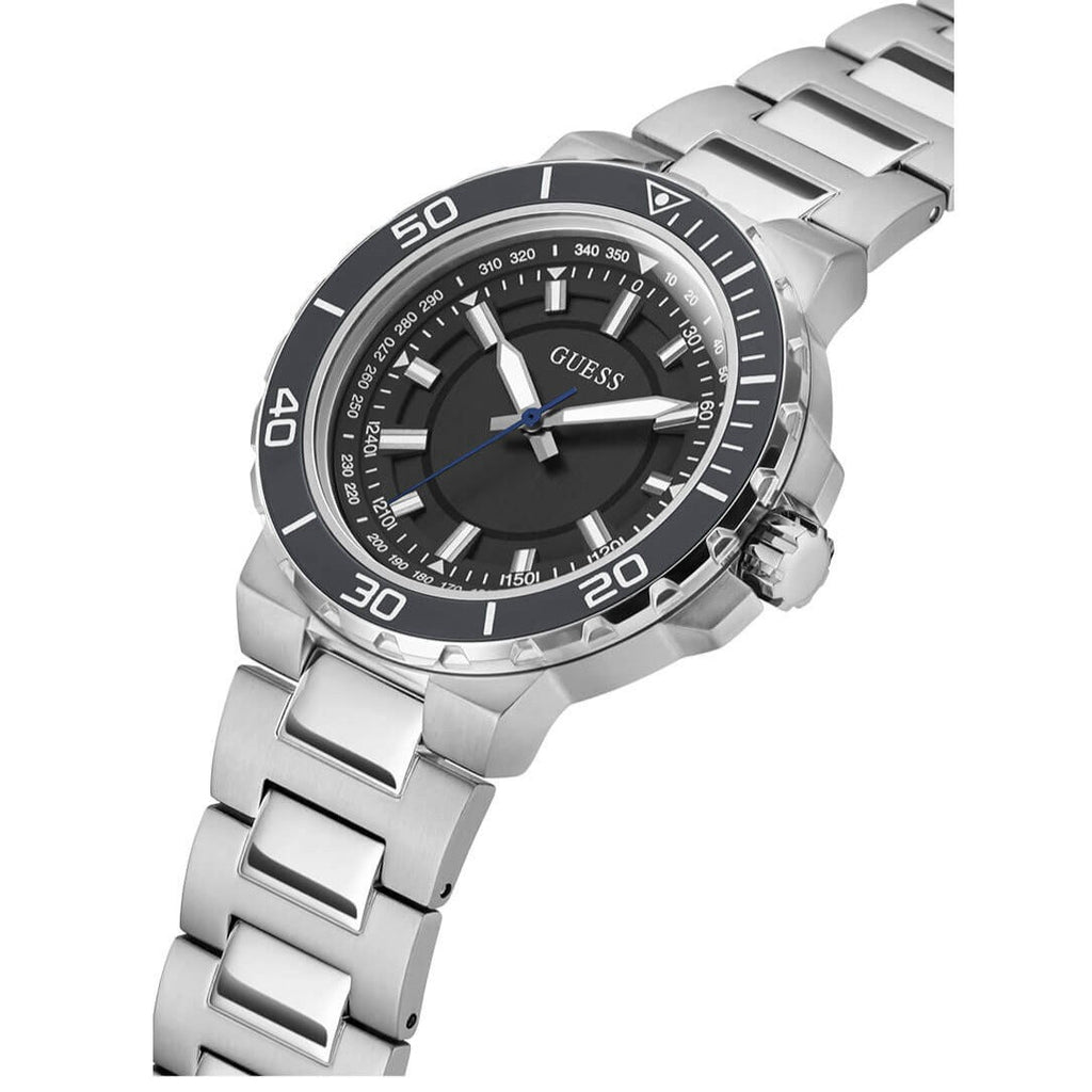 Guess Track Black Dial Silver Steel Strap Watch for Men - GW0426G1 Buy Now By Guess