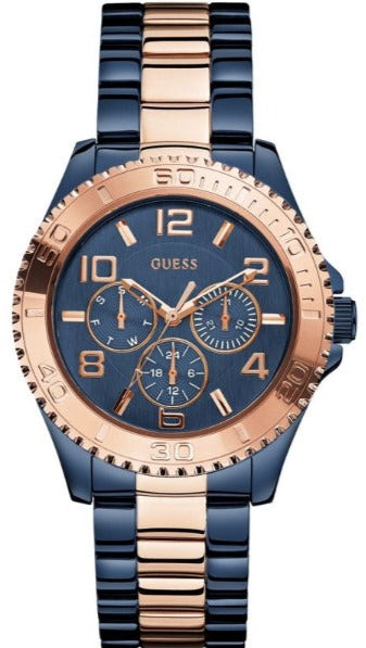 Guess BFF Multifunction Blue Dial Two Tone Steel Strap Watch for Women - W0231L6 Buy Now By Guess