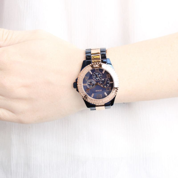 Guess BFF Multifunction Blue Dial Two Tone Steel Strap Watch for Women - W0231L6 Buy Now By Guess