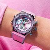 Guess Fusion Chronograph Pink Dial Pink Leather Strap Watch for Women - GW0553L5 Buy Now By Guess