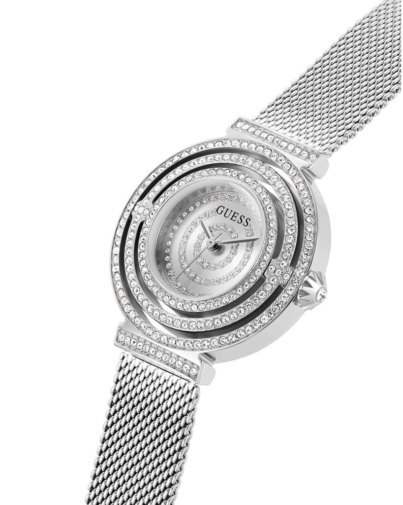 Guess Dream Crystals Silver Dial Silver Mesh Strap Watch For Women - GW0550L1 Buy Now By Guess