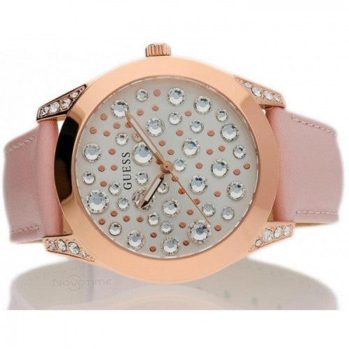 Guess Wonderlust Beige Dial Pink Leather Strap Watch for Women - W1065L1 Buy Now By Guess