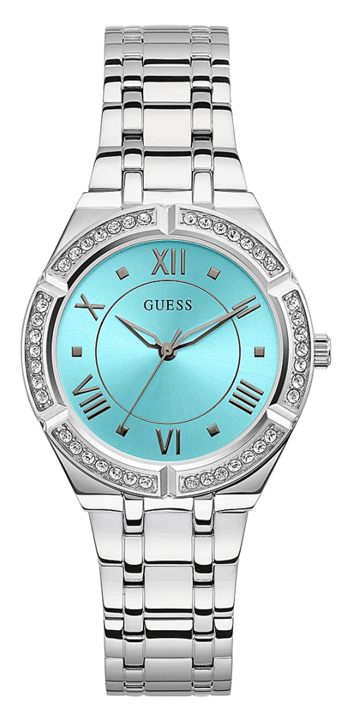 Guess Cosmo Diamonds Turquoise Dial Silver Steel Strap Watch for Women - GW0033L7 Buy Now By Guess