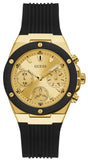Guess Athena Gold Dial Black Rubber Strap Watch For Women - GW0030L2 Buy Now By Guess