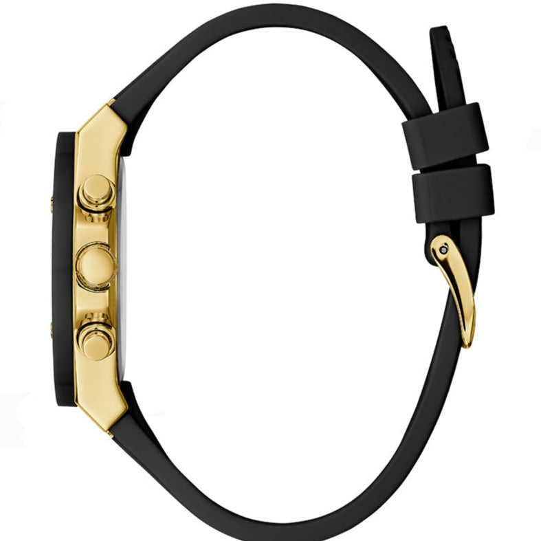 Guess Athena Gold Dial Black Rubber Strap Watch For Women - GW0030L2 Buy Now By Guess