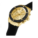 Guess Athena Gold Dial Black Rubber Strap Watch For Women - GW0030L2 Buy Now By Guess