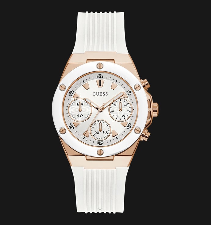 Guess Athena White Dial White Rubber Strap Watch For Women - GW0030L3 Buy Now By Guess