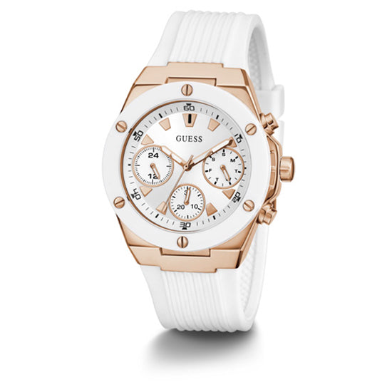 Guess Athena White Dial White Rubber Strap Watch For Women - GW0030L3 Buy Now By Guess