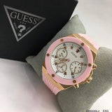 Guess Athena White Dial Pink Rubber Strap Watch For Women - GW0030L4 Buy Now By Guess
