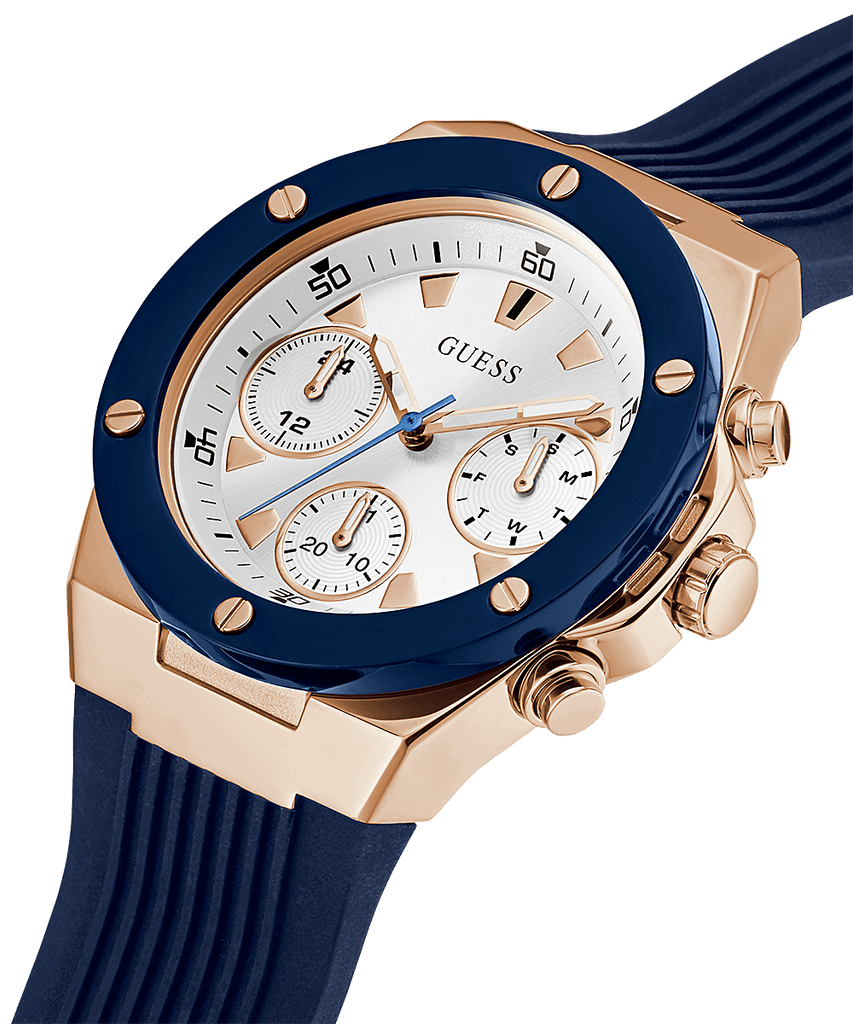 Guess Athena White Dial White Dial Blue Rubber Strap Watch For Women - GW0030L5 Buy Now By Guess