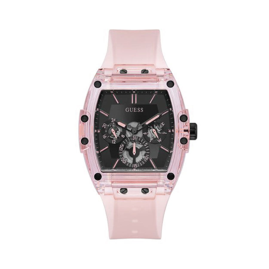 Guess Sporting Black Dial Pink Rubber Strap Watch for Men - GW0032G1 Buy Now By Guess