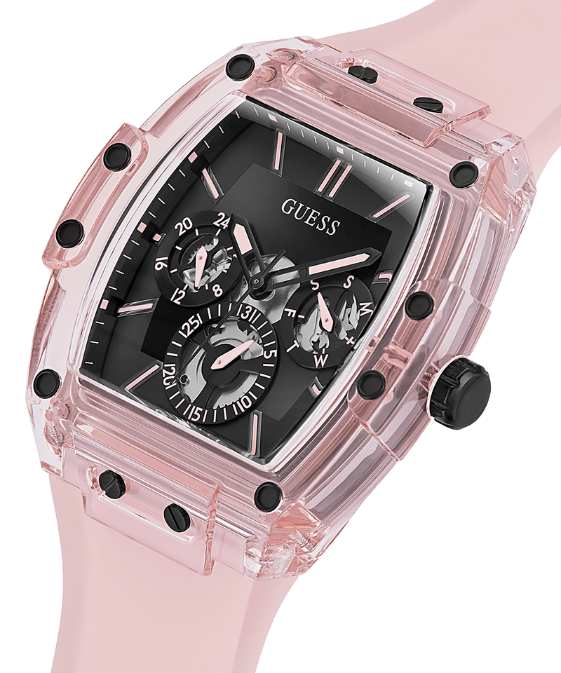 Guess Sporting Black Dial Pink Rubber Strap Watch for Men - GW0032G1 Buy Now By Guess