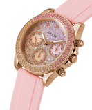 Guess Sparkling Chronograph Crystals Pink Dial Pink Silicone Strap Watch For Women - GW0032L4 Buy Now By Guess