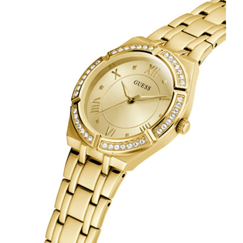 Guess Cosmo Diamonds Gold Dial Gold Steel Strap Watch For Women - GW0033L2 Buy Now By Guess