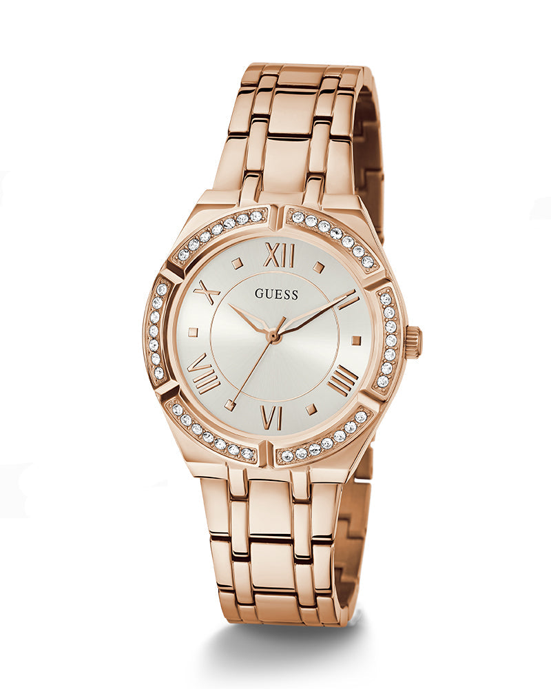 Guess Cosmo Diamonds Silver Dial Rose Gold Steel Strap Watch For Women - GW0033L3 Buy Now By Guess