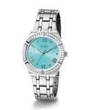 Guess Cosmo Diamonds Turquoise Dial Silver Steel Strap Watch for Women - GW0033L7 Buy Now By Guess