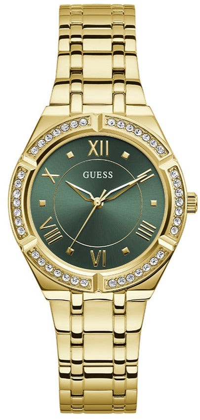 Guess Cosmo Diamonds Green Dial Gold Steel Strap Watch for Women - GW0033L8 Buy Now By Guess