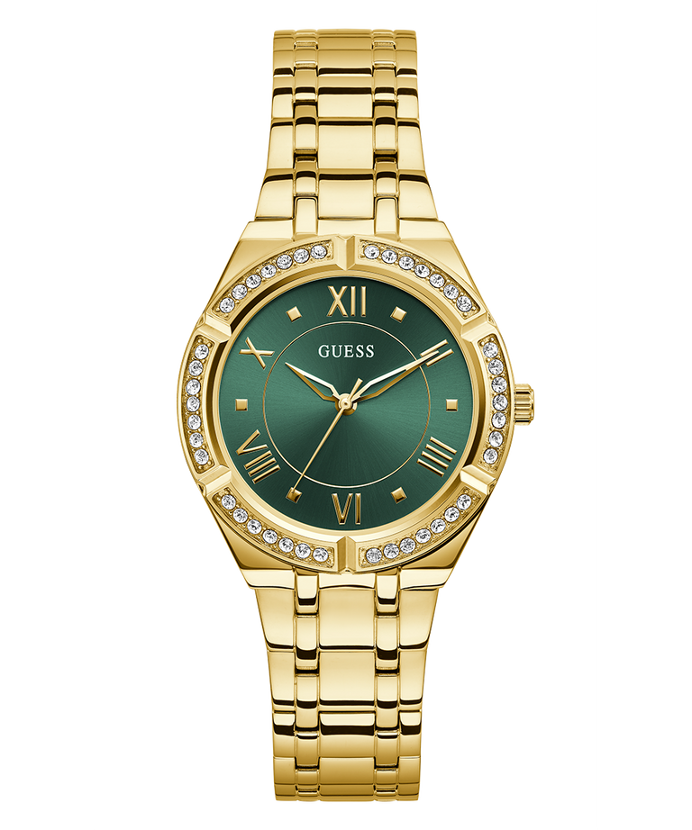 Guess Cosmo Diamonds Green Dial Gold Steel Strap Watch for Women - GW0033L8 Buy Now By Guess