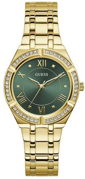 Guess Cosmo Diamonds Green Dial Gold Steel Strap Watch for Women - GW0033L8 Buy Now By Guess