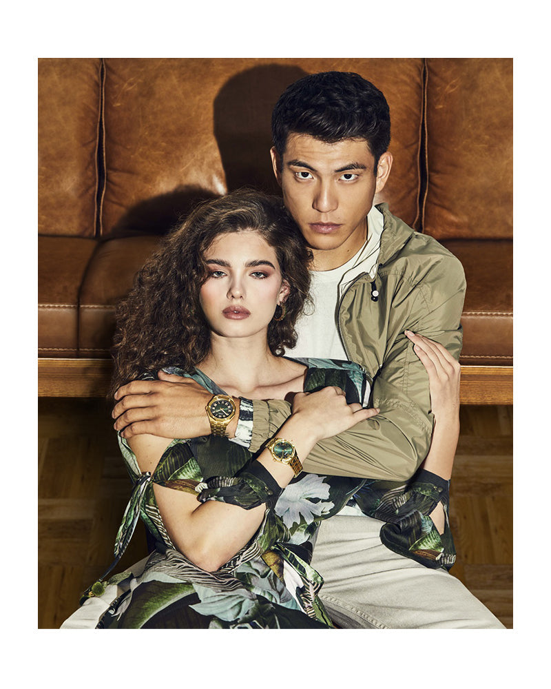 Guess Cosmo Diamonds Green Dial Gold Steel Strap Watch for Women - GW0033L8 Buy Now By Guess