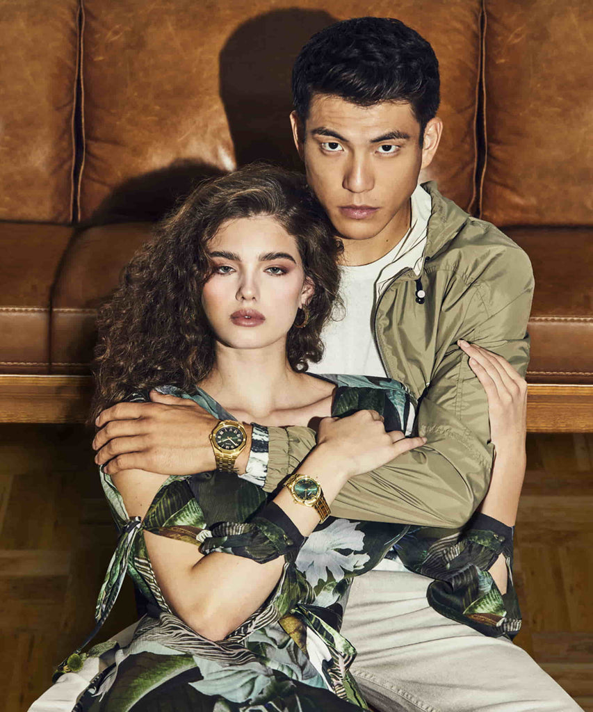 Guess Cosmo Diamonds Green Dial Gold Steel Strap Watch for Women - GW0033L8 Buy Now By Guess