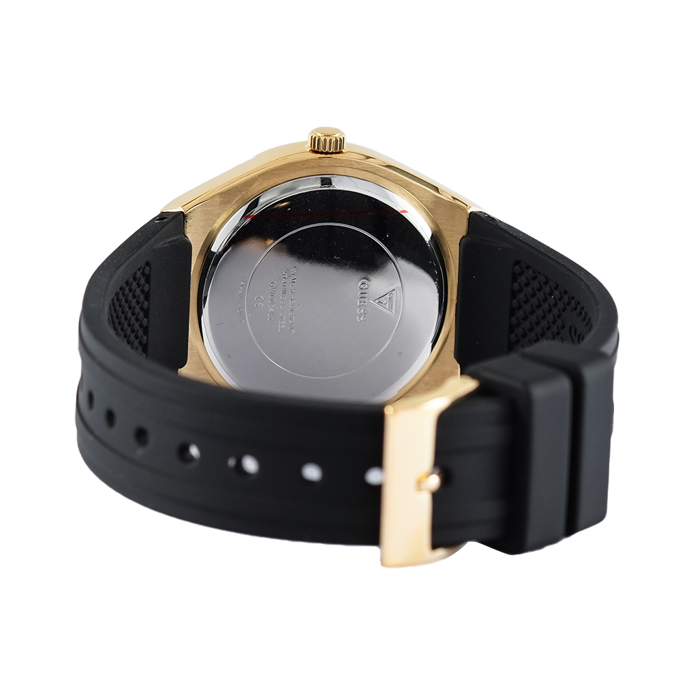 Guess Cosmo Diamonds Gold Dial Black Rubber Strap Watch for Women - GW0034L1 Buy Now By Guess