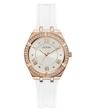 Guess Cosmo Diamonds Silver Dial White Rubber Strap Watch for Women - GW0034L2 Buy Now By Guess