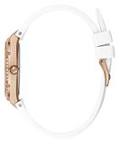 Guess Cosmo Diamonds Silver Dial White Rubber Strap Watch for Women - GW0034L2 Buy Now By Guess