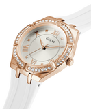 Guess Cosmo Diamonds Silver Dial White Rubber Strap Watch for Women - GW0034L2 Buy Now By Guess