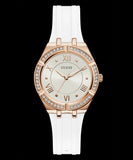 Guess Cosmo Diamonds Silver Dial White Rubber Strap Watch for Women - GW0034L2 Buy Now By Guess