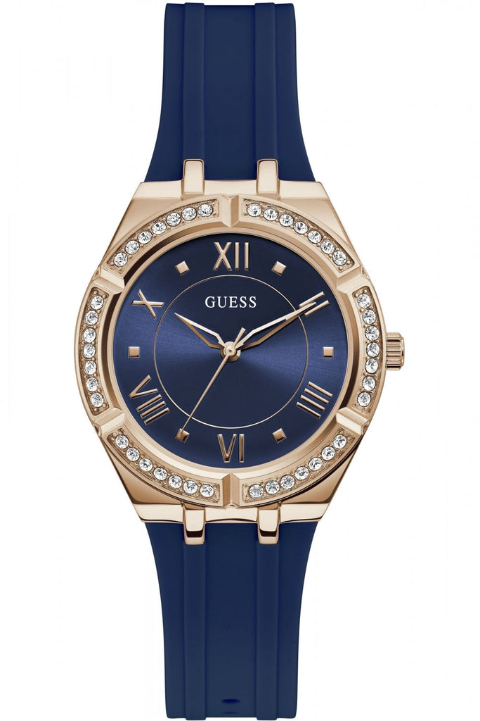 Guess Cosmo Diamonds Blue Blue Dial Blue Silicone Strap Watch for Women - GW0034L4 Buy Now By Guess