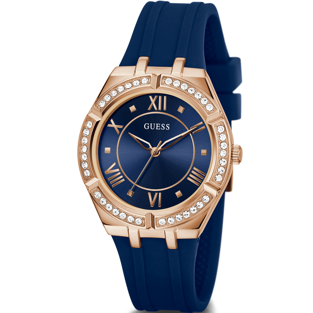 Guess Cosmo Diamonds Blue Blue Dial Blue Silicone Strap Watch for Women - GW0034L4 Buy Now By Guess