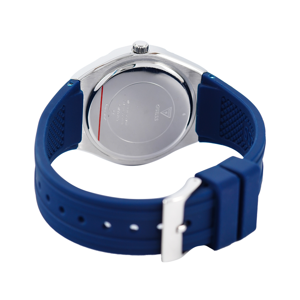 Guess Cosmo Diamonds Silver Dial Blue Rubber Strap Watch for Women - GW0034L5 Buy Now By Guess