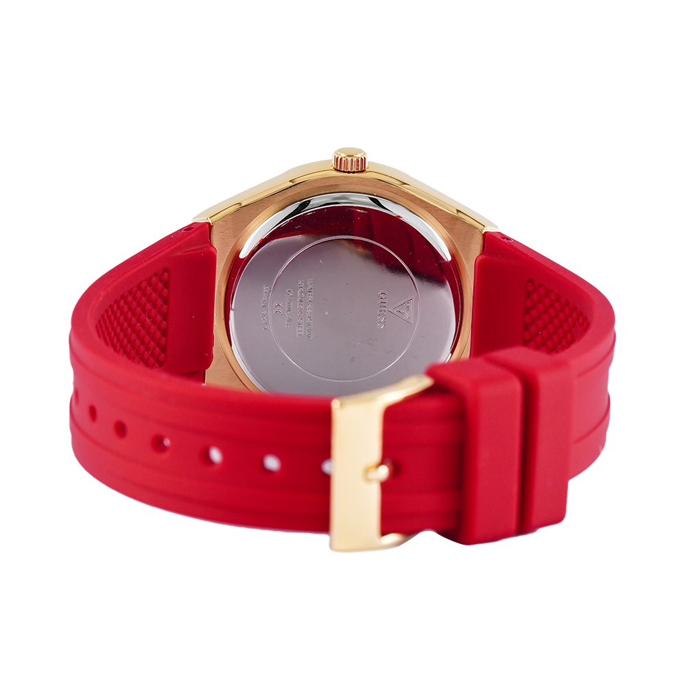 Guess Cosmo Diamonds Gold Dial Red Rubber Strap Watch for Women - GW0034L6 Buy Now By Guess