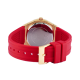 Guess Cosmo Diamonds Gold Dial Red Rubber Strap Watch for Women - GW0034L6 Buy Now By Guess