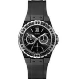 Guess Limelight Diamonds Black Dial Black Rubber Strap Watch for Women - GW0041L5 Buy Now By Guess