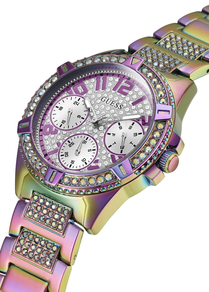 Guess Lady Frontier Diamonds Silver Dial Multicolor Steel Strap Watch for Women - GW0044L1 Buy Now By Guess