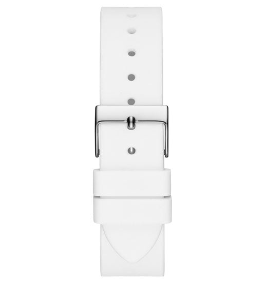 Guess Frontier Diamonds Silver Dial White Rubber Strap Watch for Women - GW0045L1 Buy Now By Guess