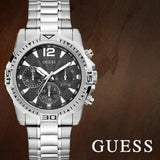 Guess Commander Chronograph Black Dial Silver Steel Strap Watch for Men - GW0056G1 Buy Now By Guess