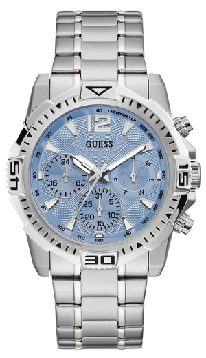 Guess Commander Chronograph Blue Dial Silver Steel Strap Watch for Men - GW0056G2 Buy Now By Guess