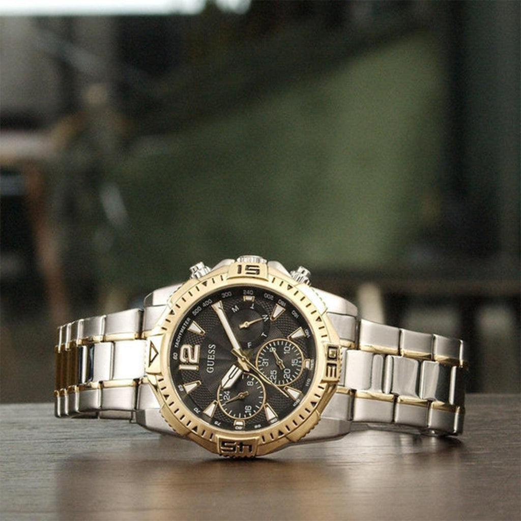 Guess Commander Chronograph Black Dial Two Tone Steel Strap Watch for Men - GW0056G4 Buy Now By Guess