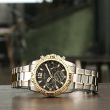 Guess Commander Chronograph Black Dial Two Tone Steel Strap Watch for Men - GW0056G4 Buy Now By Guess